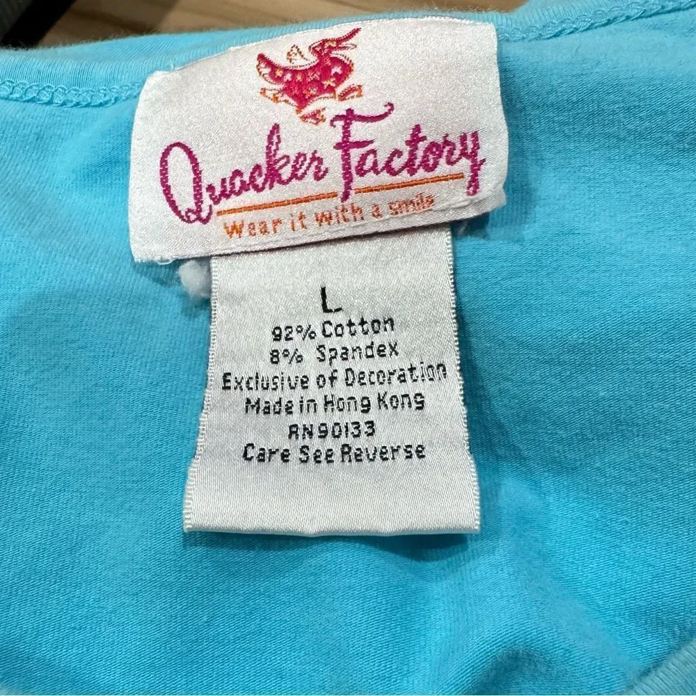 Quacker Factory Sequin Fish Blue Top Women’s Large